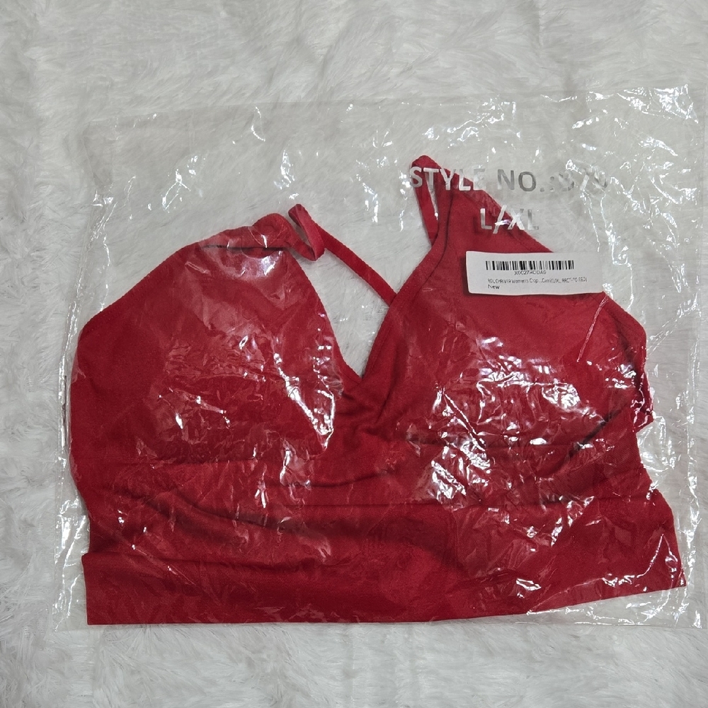 Women's Red V-Neck Strappy Seamless Camisole